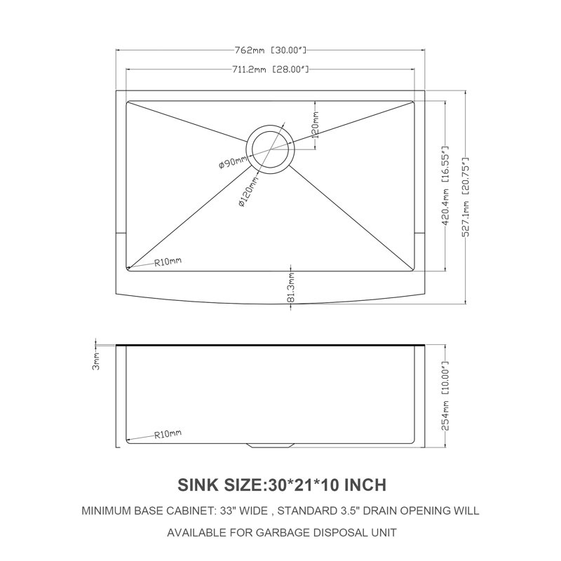 30" Stainless Steel Gold Sink, Nano Technique, Easy Drain, Quiet Cooking Environment Kitchen Sink Gold, 16g, R10 Corner, Maintenance, Included Dish Grid