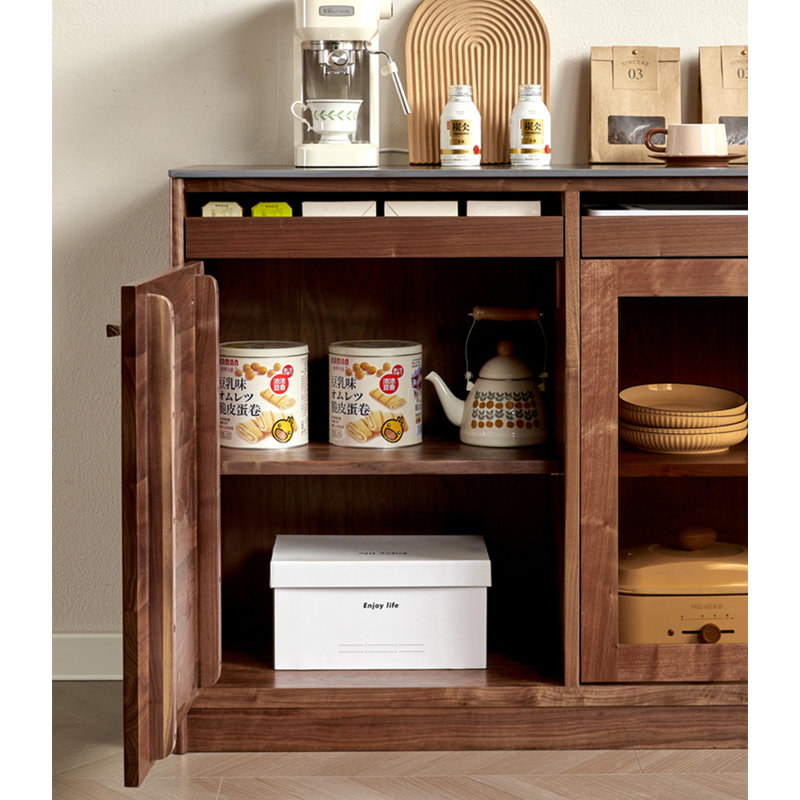 Buffet en bois massif de style scandinave, H 34,6 po x l 78,7 po x P 18,5 po 