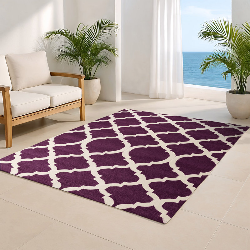 Trellis Red Indoor and Outdoor Area Rug, Rectangle 2' x 3'