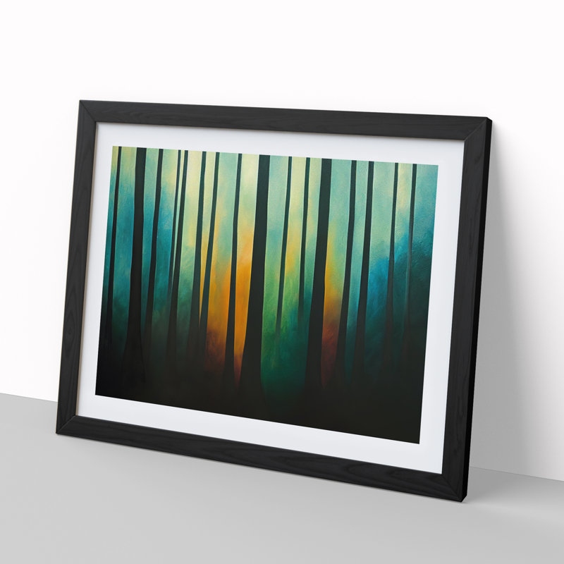 Dashing Summer Forest - Single Picture Frame Print, Black Framed, 46cm H x 64cm W x 2cm D