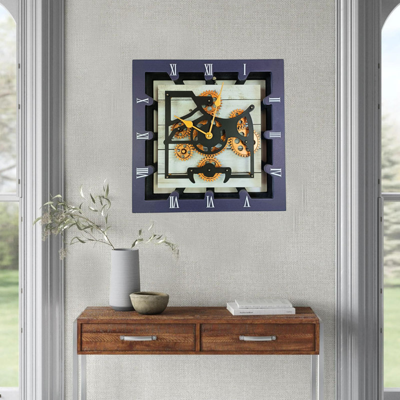 Solid Wood Wall Clock, White/Farmhouse