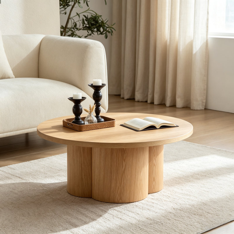 Table basse d'appoint moderne à finition naturelle