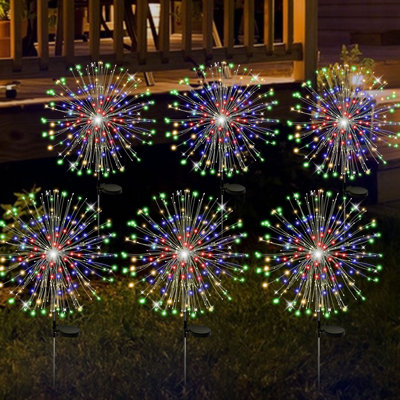 6 Pack Solar Garden Stake Lights Firework, Outdoor Solar Lights With DIY Bendable Copper Wire, Yard Decrations Waterproof for Outdoor Decor, Garden Decor, Outside Patio Decor, Chiristmas Deco