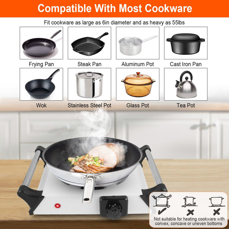 Edge Collections Electric Single Burner, White