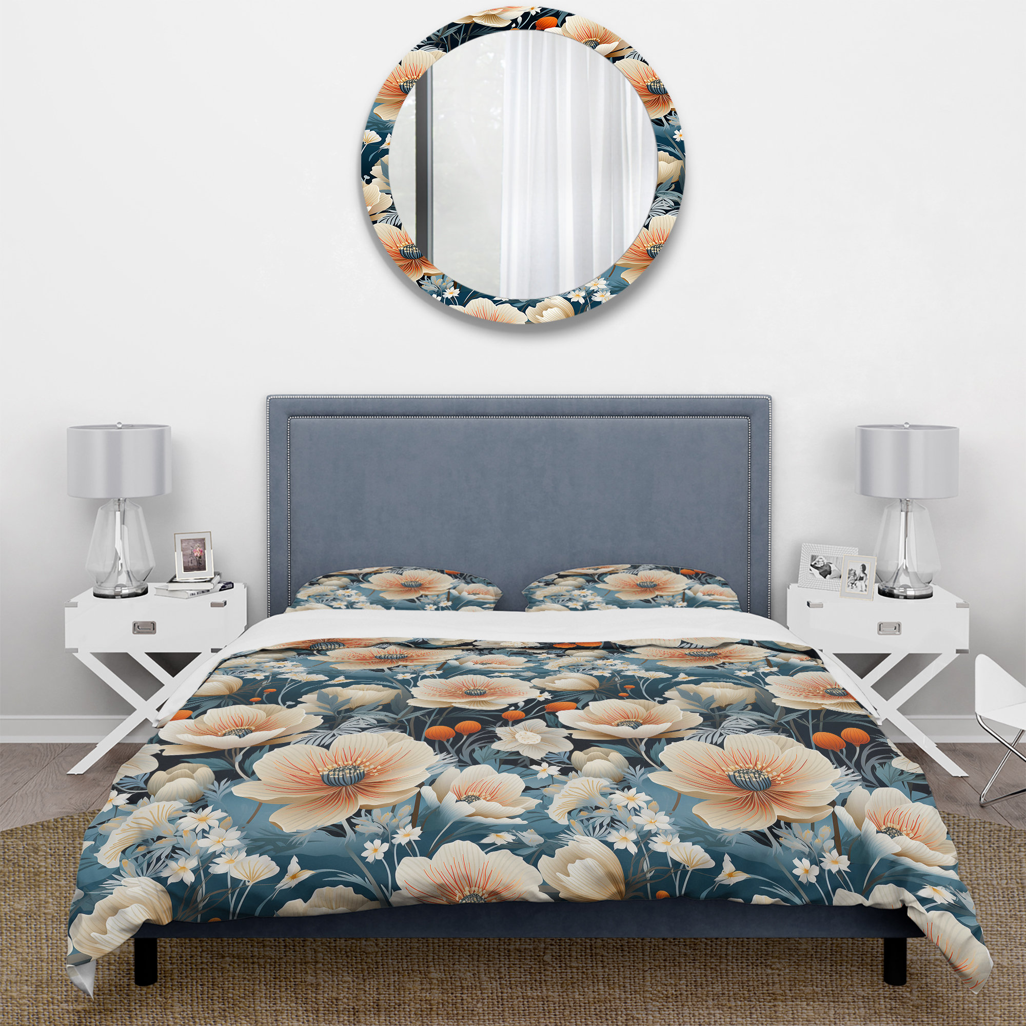 Japanese Sakura Cherry Blossom Duvet Cover Set Queen Size - 3D Printed Microfiber, Includes 2 Pillowcases
