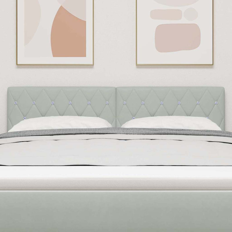  Velvet Headboard Argyle With Headboard Velvet, Single-Short (90 x 160cm), Light Grey