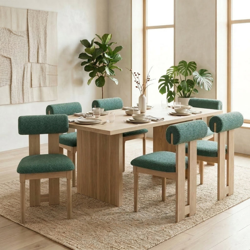 Fauteuil d'appoint en bois massif, Vert, 6