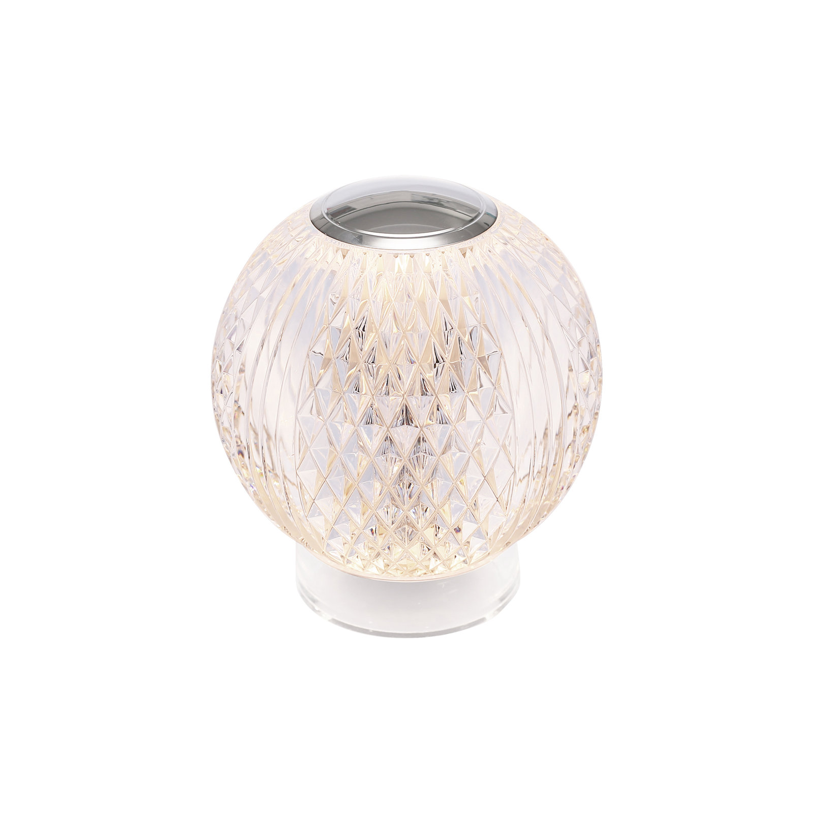 Marni Metal Globe Lamp, 4.38" H x 3.63" W x 3.63" D, Polished Nickel, Clear/Polished Nickel
