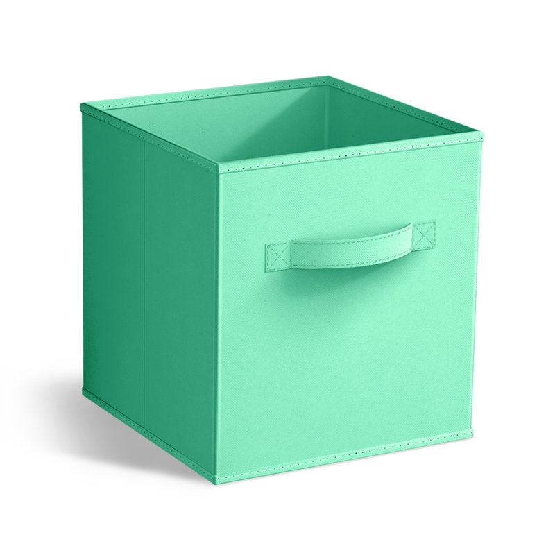 11" Foldable Fabric Storage Cube Bins with Handles, Teal