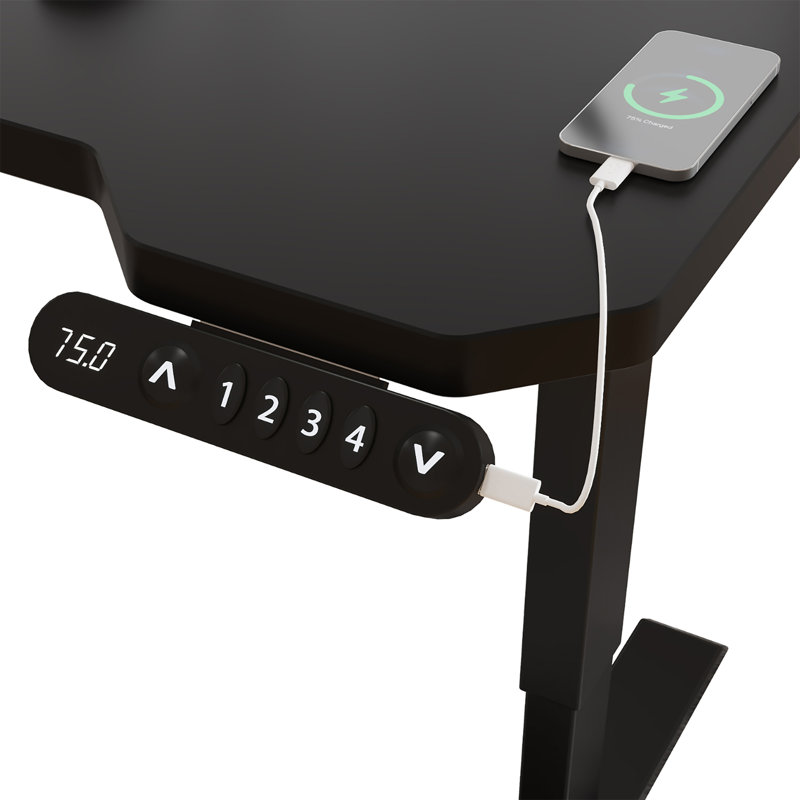 L-Shaped 59" Height Adjustable Electric Standing Desk (Not Include Stools), Black, Black