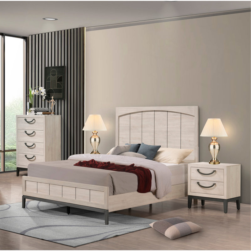 Lit de grand lit contemporain 1pc Beige