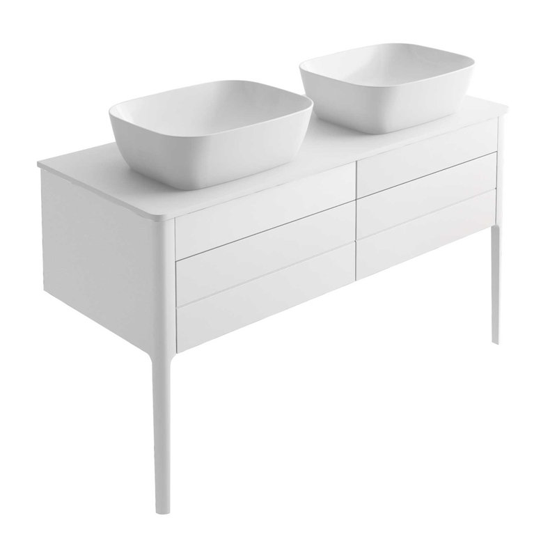 Senah 120cm Double Bathroom Vanity Base Only, White