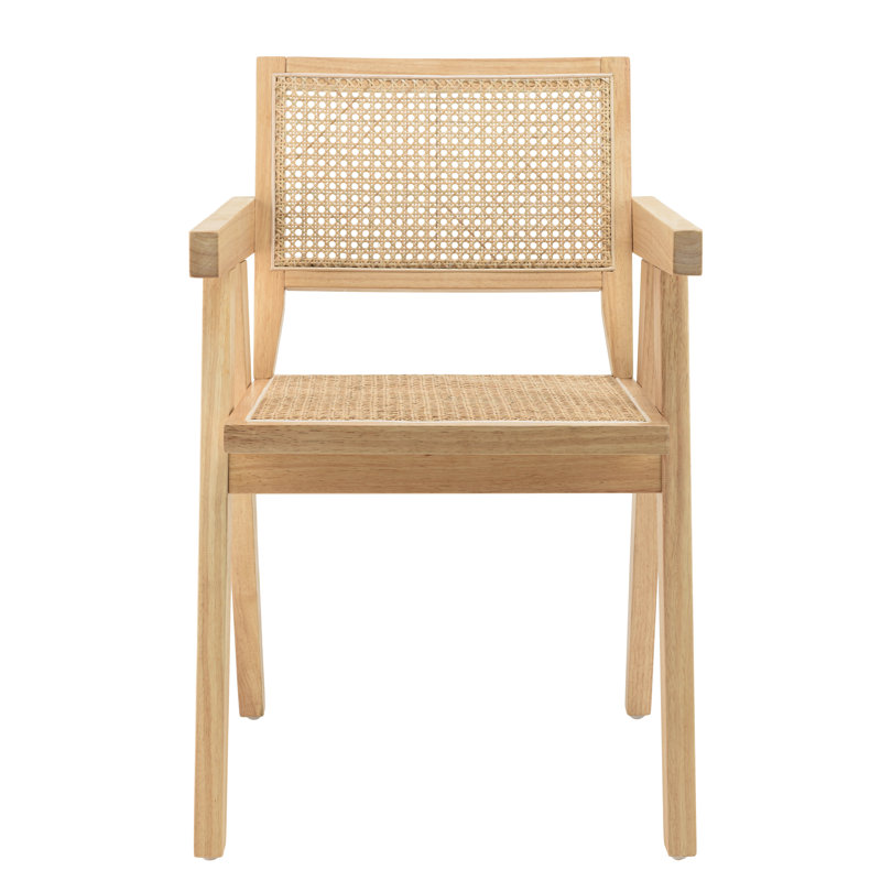 AGATHE Upholstered Armchair, Light Hevea Wood