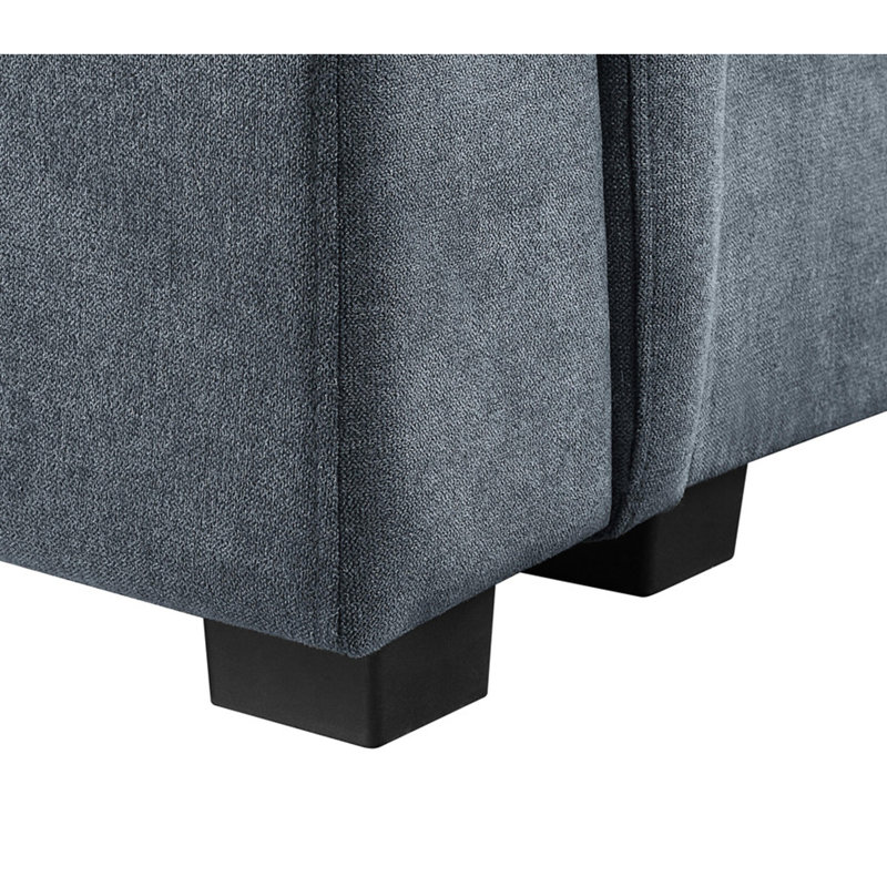 Isla 119" Gray Woven Fabric 7-Seater Sectional Sofa with Ottoman