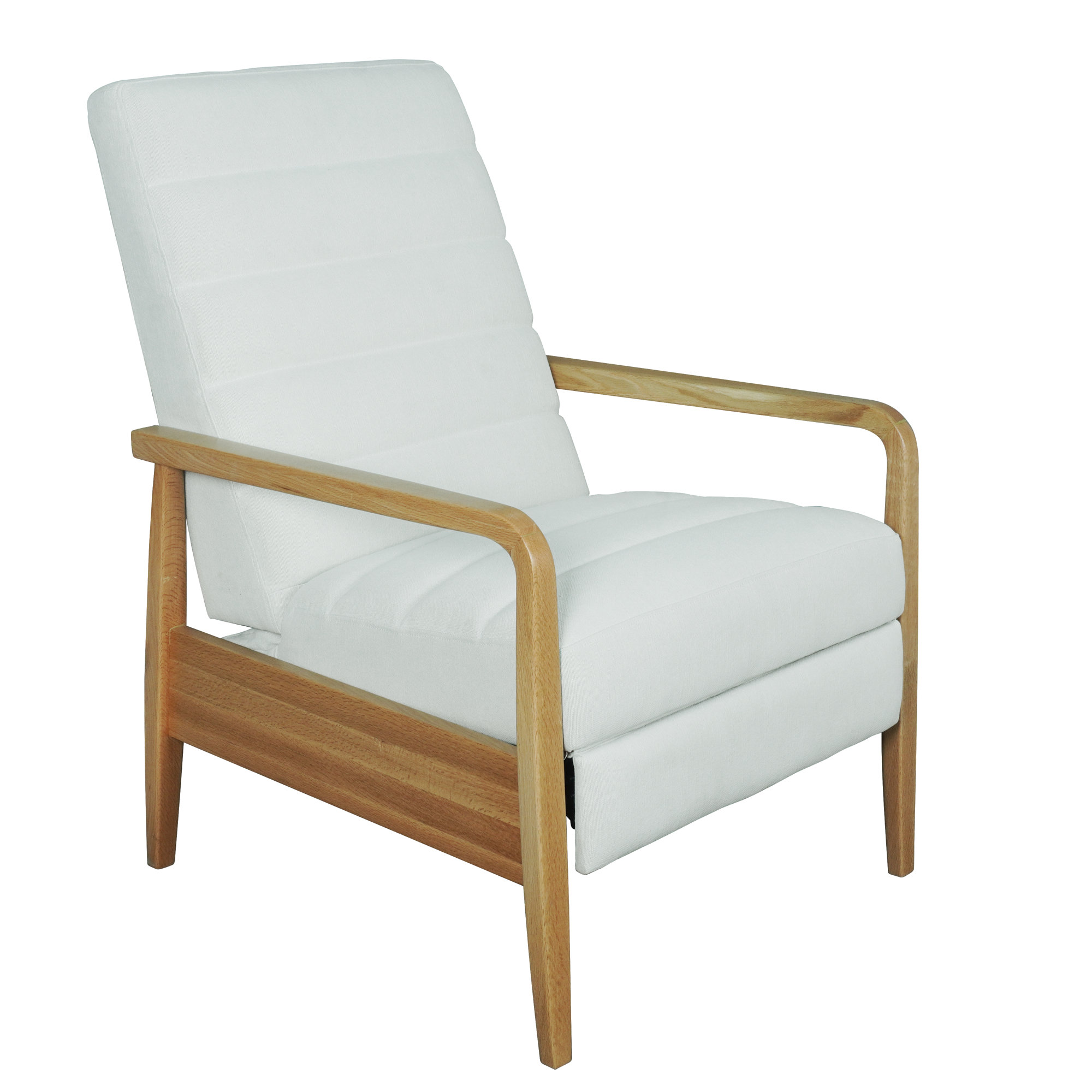 Modern Upholstered Solid Wood Recliner, White