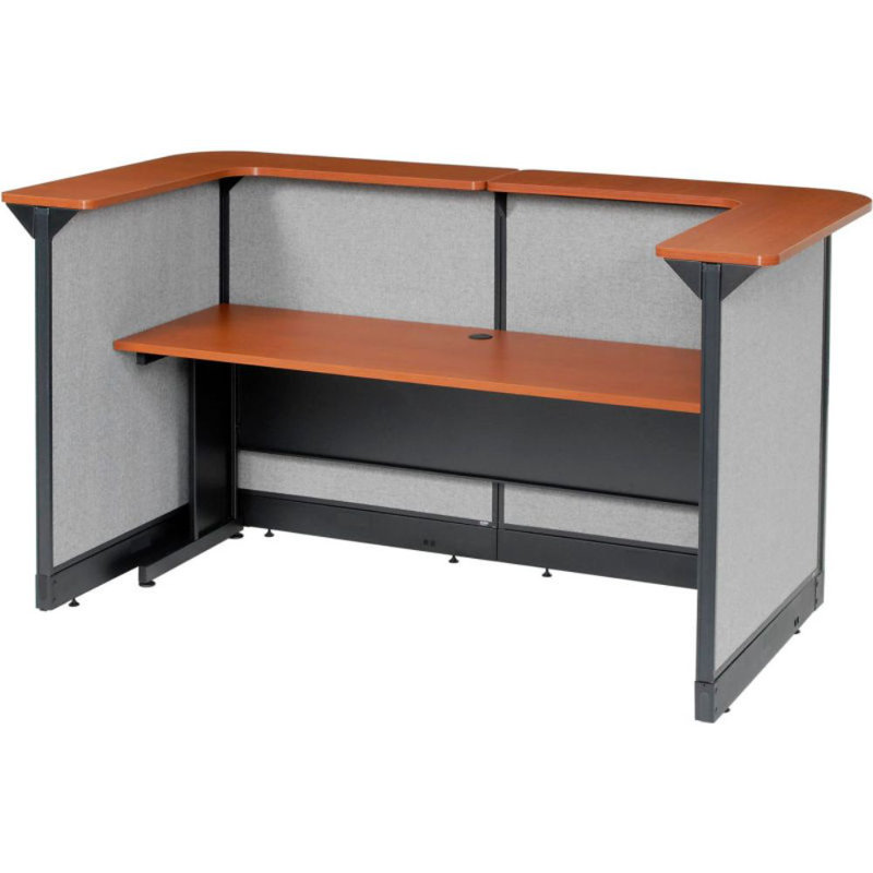 Bureau de réception en U avec comptoir cerise l 88 po x P 44 po x H 46 po, gris