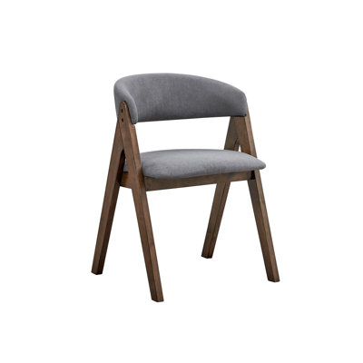 Ensemble de 2 chaises d'appoint en tissu gris et finition noyer