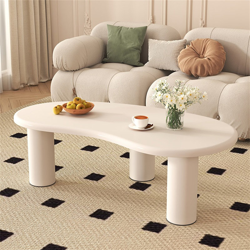 Modern Cashew-Shaped Coffee Table – Minimalist Open Design Center Table for Small Spaces and Apartments