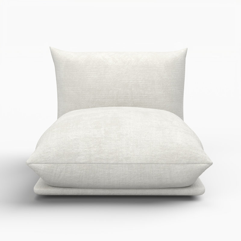 Minarik Upholstered Modern Chenille Fabric Armless Chair, Beige