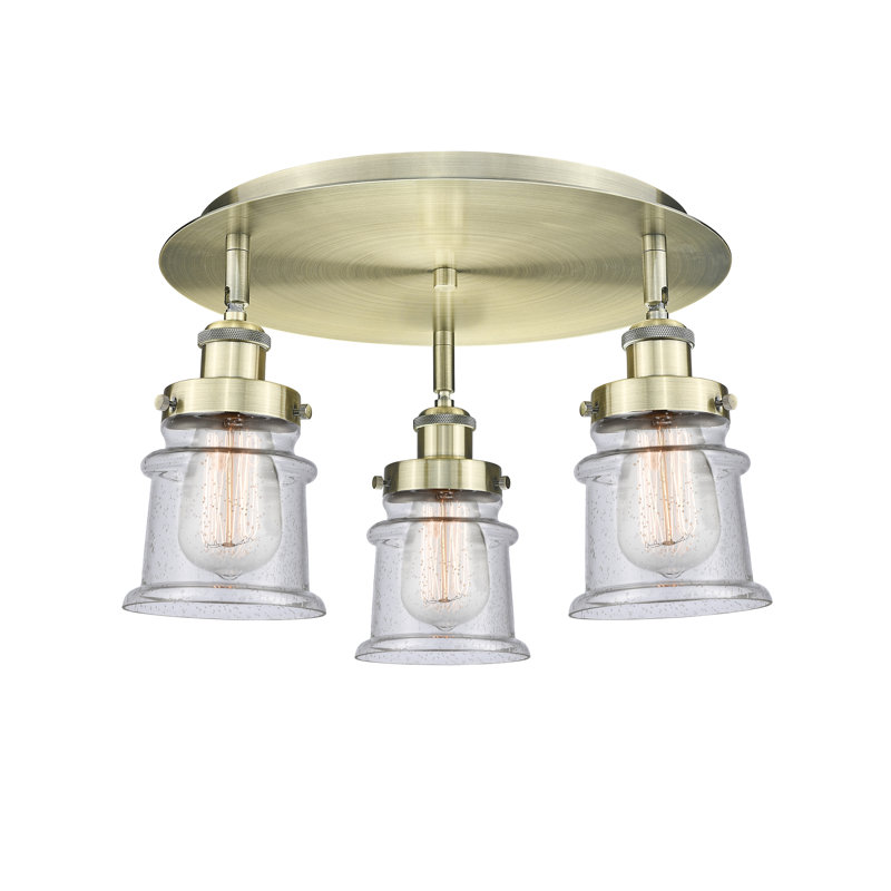 Alvi Glass Flush Mount, Antique Brass, Seedy