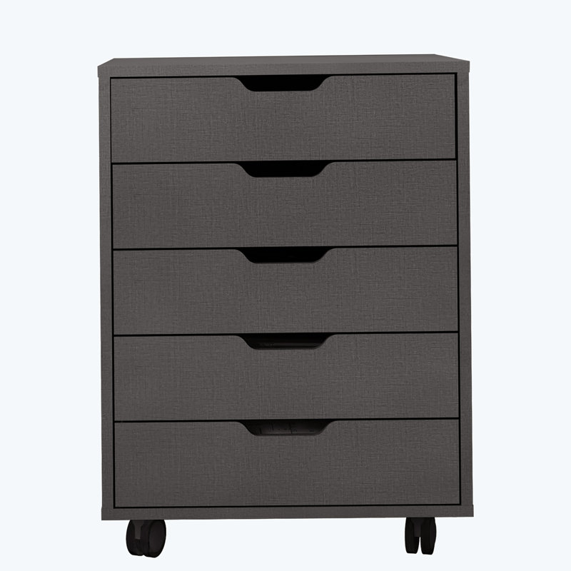 Classeur vertical mobile à 5 tiroirs Besik, Gris foncé