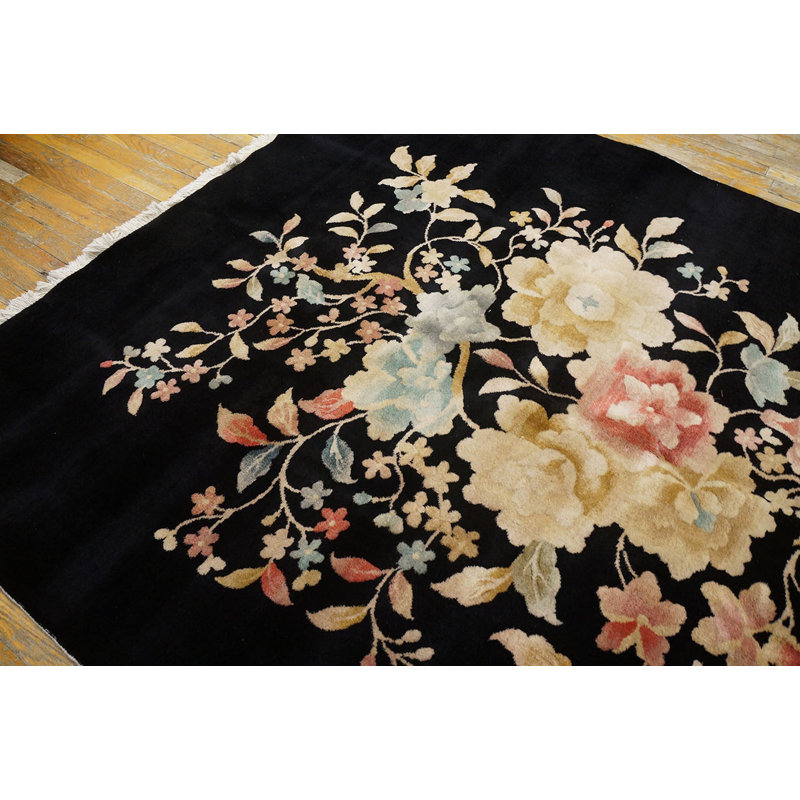 Antique Chinese Floral Knotted Rug