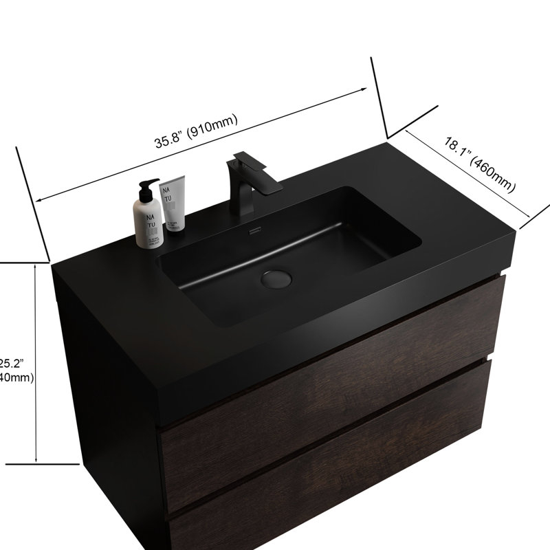Élégant bassin d'ingénierie noir mat - Élégant pour la salle de bain