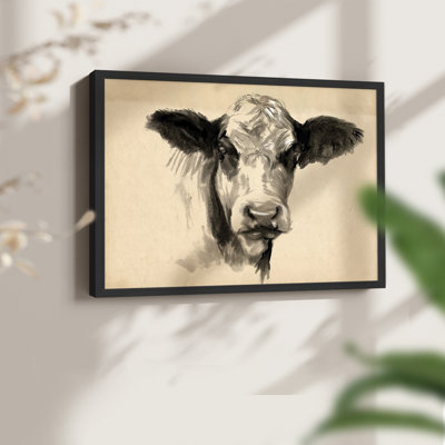 Charcoal Cow II -Framed Print - Restickable