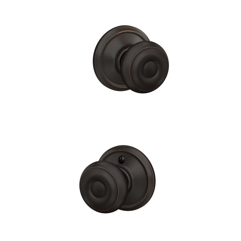 Georgian Passage Knob Hall and Closet Lock, Aged Bronze