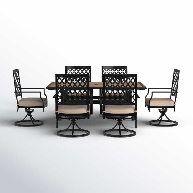 Alyah 6 - Person Patio Dining Set with Rectangular Table , Cushions Included