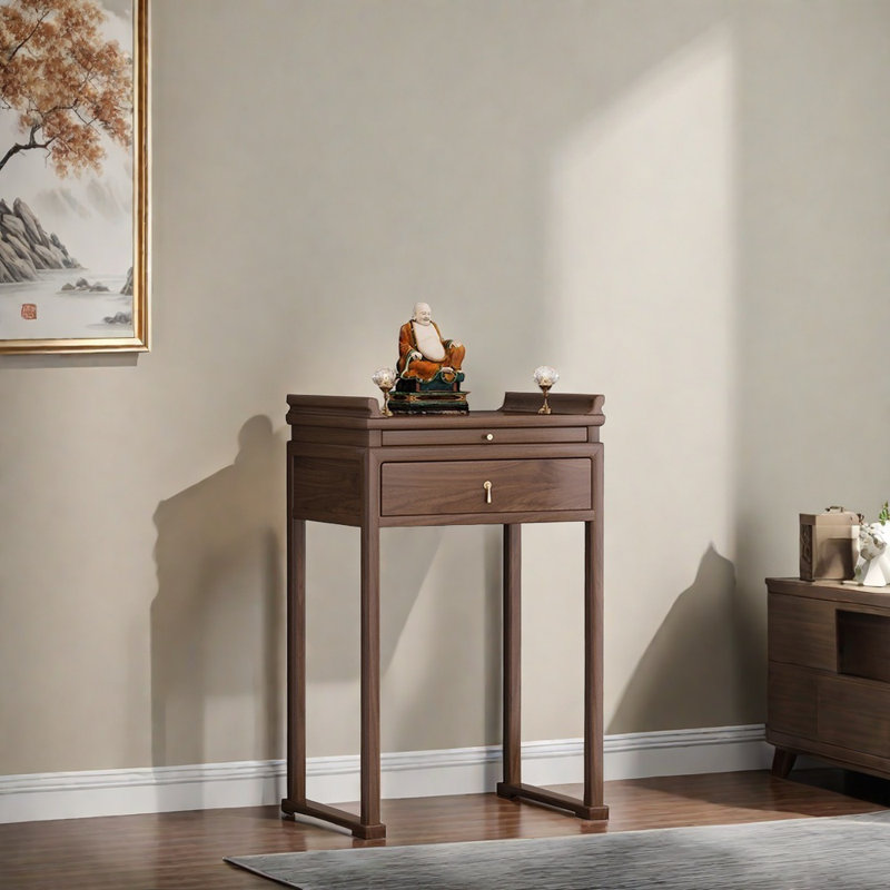 Console en noyer noir, H 42,5 po x l 26,8 po x P 18,9 po