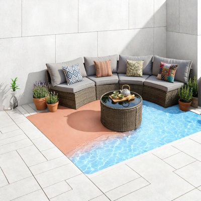 Canapés d'extérieur durables, rotin tissé à la main avec un design rond moderne pour recevoir