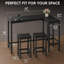 Ensemble de table de bar convertible en forme de L pour 2 à 4 personnes avec prises de courant et ports USB, table de salle à manger à hauteur de comptoir avec 2 tabourets pour petits espaces-1541466705