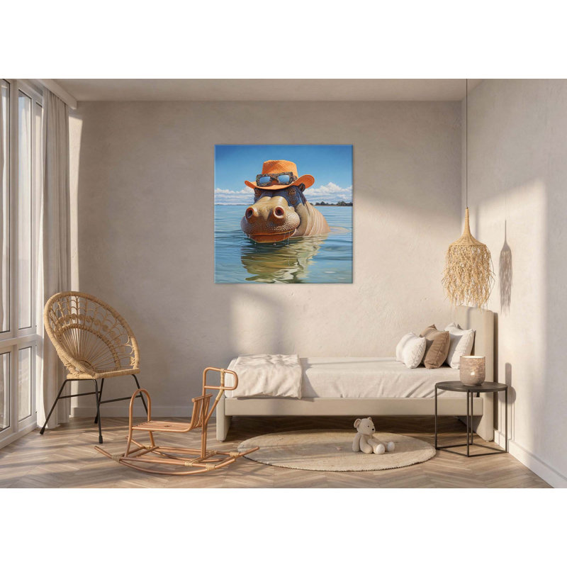 Hat-tailed Hippo Swim 3 - Unframed, Large