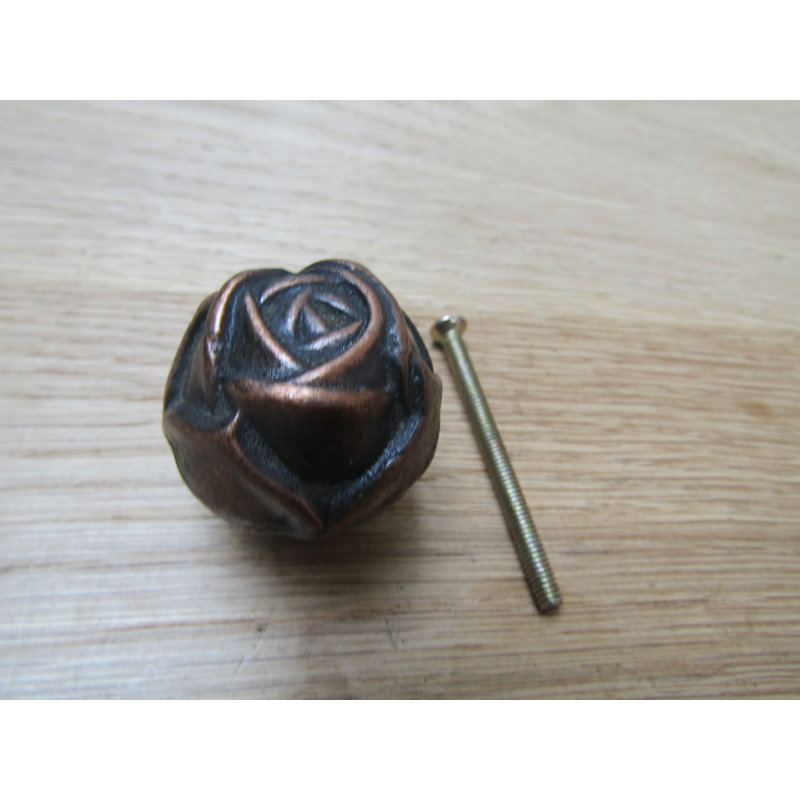 Clem 40mm Rose Novelty Knob, Antique Copper