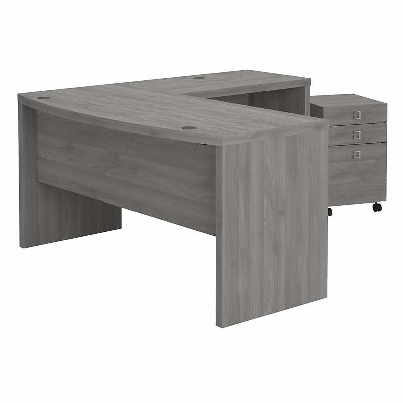Ensemble de bureau avec classeur Echo Bow, Gris moderne