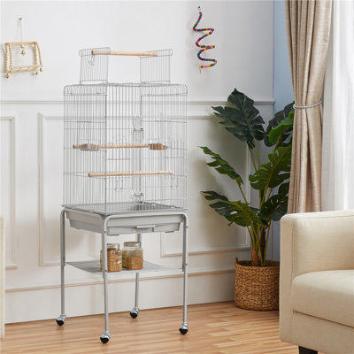 Gabbert 53.5'' Iron Play Top Floor Bird Cage with Wheels