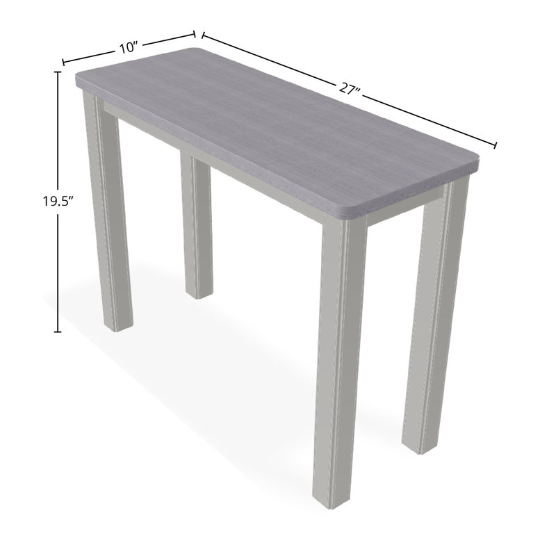 Table d'appoint d'extérieur en polymère rustique 10 po x 27 po, Gris / neige