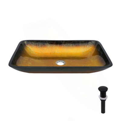 Lavabo de salle de bain au-dessus du comptoir Lavabo carré en verre trempé dégradé or pour salle de bain