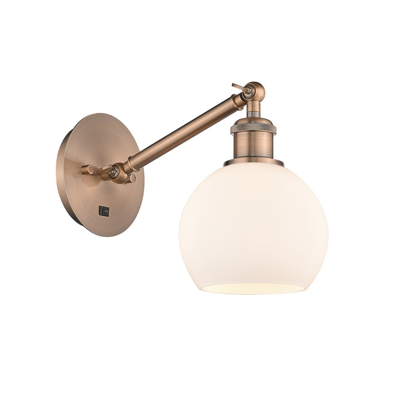 Shauna Armed Sconce, Antique Copper, Incandescent, Matte White