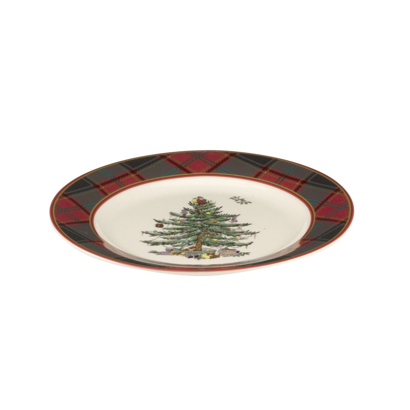 Spode Christmas Tree Tartan Salad Plate 7.75"