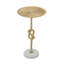 Table d'appoint dorée 13,8 x 13,8 x 24 po avec nœuds en corde et base en marbre blanc (table basse incluse)