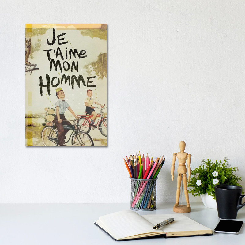 Je T'aime Homme by Heather Landis - Print on Canvas, 20.32 cm H x 30.48 cm W, Wrapped Canvas