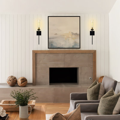 Ensemble de 1 applique murale moderne en fer et en verre rechargeable - à intensité variable / télécommande (ampoule incluse)