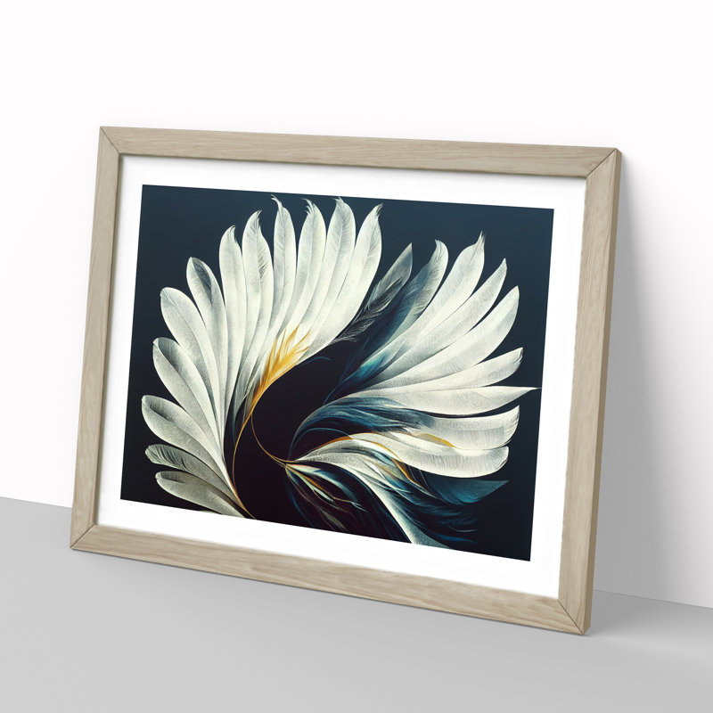 Attracting Bird Feathers - Framed Print, Oak, 46cm H x 64cm W x 2cm D