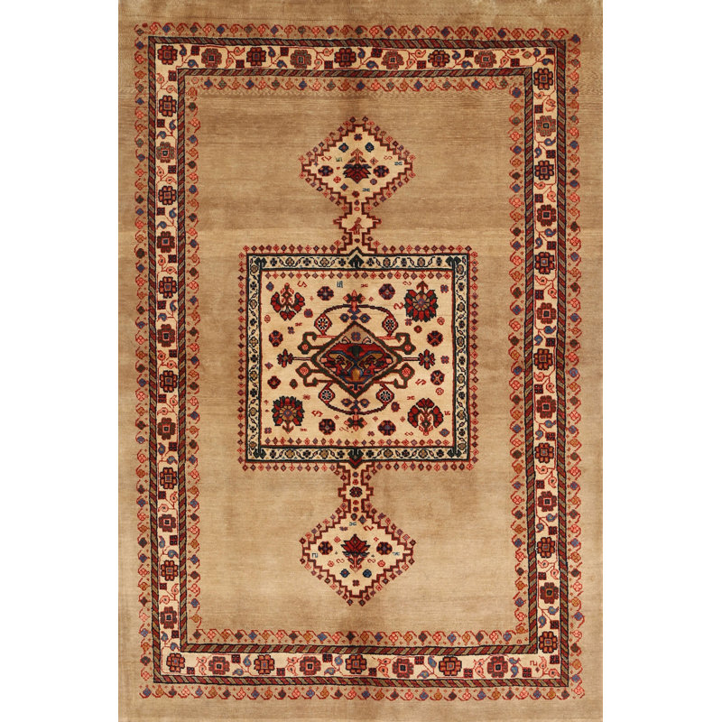 Tapis traditionnel brun / rouge Makson, Rectangle 5 pi x 7 pi