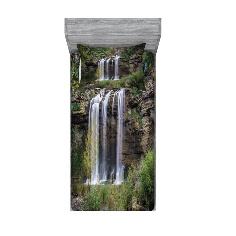 Ensemble de draps Waterfall Jungle Corleone, Ensemble de draps pour lit simple avec drap-housse