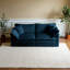 Canapé-lit moderne en chenille bleu - siège profond à 2 places avec 4 coussins, confort de qualité supérieure pour le salon-1200263096