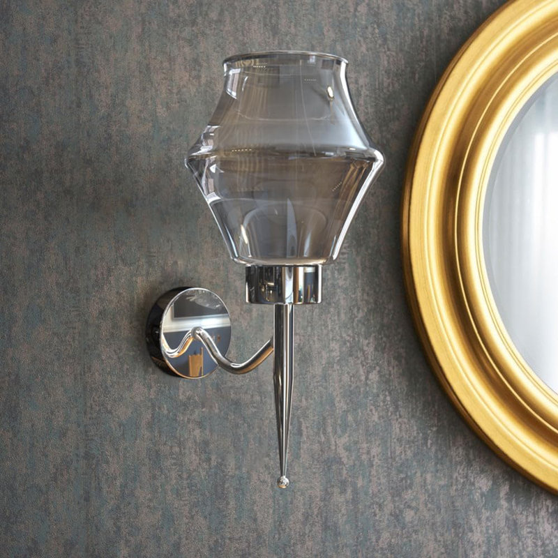 Aletris Glass LED Armed Sconce, Yes, Chrome