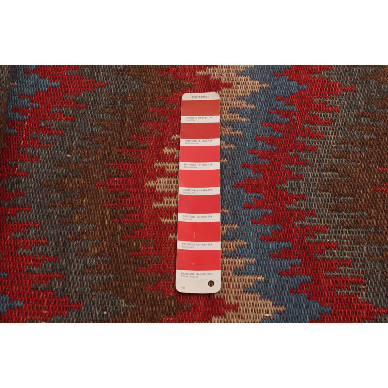 Tapis rouge en laine tissé à plat à la main Folrich